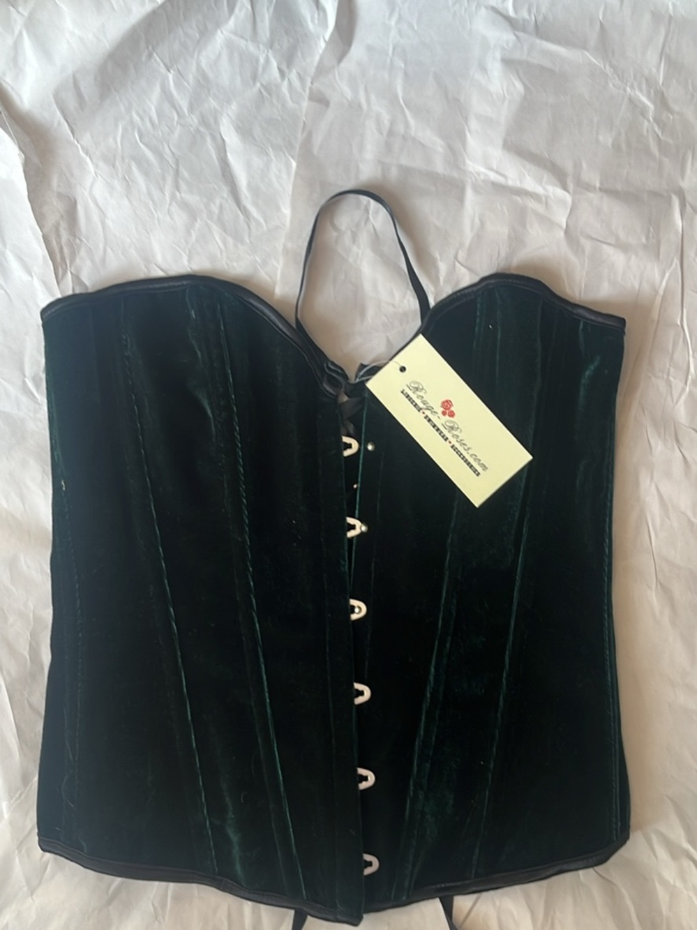 Velvet Dark Green Strapless Corset Dress Top
